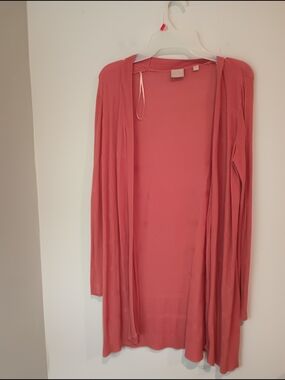 Devotion by Cyrus Women's Pink Open Front Long Cardigan Sweater Size S Viscose